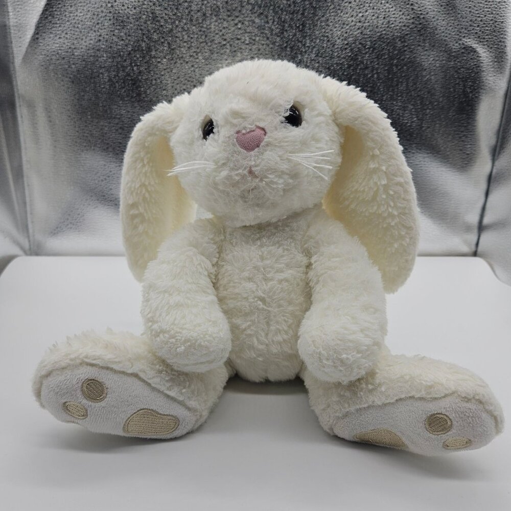 Bearington Collection Lil’ Whisker White Bunny Push Pink Nose Soft Cuddly